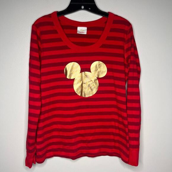 Hannah Andersson Women's Disney Collection Holiday Pajama Set Red Gold Mickey - Picture 2 of 10
